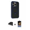 ieg™ iPhone 15 Pro Max Kılıf Ahenk Yansıma Özel Seri - Siyah Buffer Hayalet Cam Ekran Koruyucu + Raze Metal Kamera Lens - GS