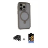 ieg™ iPhone 15 Pro Max Kılıf Ahenk Yansıma Özel Seri - Siyah Buffer Hayalet Cam Ekran Koruyucu + Raze Metal Kamera Lens - GS