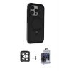 ieg™ iPhone 15 Pro Max Kılıf Ahenk Yansıma Özel Seri - Siyah Vanessa Magic Cam + PVD Metal Kamera Lens - GI