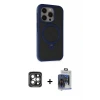 ieg™ iPhone 15 Pro Max Kılıf Ahenk Yansıma Özel Seri - Siyah Vanessa Magic Cam + PVD Metal Kamera Lens - GI