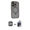 ieg™ iPhone 15 Pro Max Kılıf Ahenk Yansıma Özel Seri - Siyah Vanessa Magic Cam + PVD Metal Kamera Lens - GI