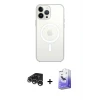 ieg™ iPhone 15 Pro Max Kılıf Ahenk Yansıma Prime - Siyah Bilvis 5in1 5D Magic Hayalet Cam Ekran Koruyucu + Raze Metal Kamera Lens - GS