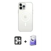 ieg™ iPhone 15 Pro Max Kılıf Ahenk Yansıma Prime - Siyah Bilvis 5in1 5D Magic Hayalet Cam Ekran Koruyucu + PVD Metal Kamera Lens - GS