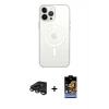 ieg™ iPhone 15 Pro Max Kılıf Ahenk Yansıma Prime - Siyah Buffer Hayalet Cam Ekran Koruyucu + Raze Metal Kamera Lens - TMGI