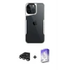 ieg™ iPhone 15 Pro Max Kılıf Akış Çizgi Koleksiyonu - Siyah Bilvis 5in1 3D Magic Cam Ekran Koruyucu + Raze Metal Kamera Lens - TMGI