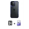 ieg™ iPhone 15 Pro Max Kılıf Akış Çizgi Koleksiyonu - Siyah Bilvis 5in1 5D Magic Hayalet Cam Ekran Koruyucu + PVD Metal Kamera Lens - LT