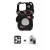ieg™ iPhone 15 Pro Max Kılıf Akış Yansıma - Siyah Vanessa Magic Hayalet Cam + PVD Metal Kamera Lens - LT