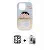 ieg™ iPhone 15 Pro Max Kılıf Akış Yansıma - Siyah Vanessa Magic Hayalet Cam + PVD Metal Kamera Lens - LT