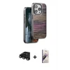 ieg™ iPhone 15 Pro Max Kılıf Atlas Minimal Özel Seri - Siyah Bilvis 3D Mat Cam Ekran Koruyucu + Raze Metal Kamera Lens - SH