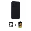 ieg™ iPhone 15 Pro Max Kılıf Atlas Minimal Prime - Siyah Buffer Cam Ekran Koruyucu + PVD Metal Kamera Lens - GS