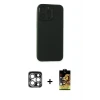 ieg™ iPhone 15 Pro Max Kılıf Atlas Minimal Prime - Siyah Buffer Cam Ekran Koruyucu + PVD Metal Kamera Lens - GS
