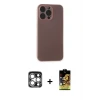 ieg™ iPhone 15 Pro Max Kılıf Atlas Minimal Prime - Siyah Buffer Cam Ekran Koruyucu + PVD Metal Kamera Lens - GS