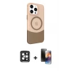 ieg™ iPhone 15 Pro Max Kılıf Çekirdek Asil Özel Seri - Siyah 3D Antistatik Mat Seramik Nano Ekran Koruyucu + PVD Metal Kamera Lens - SH