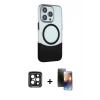 ieg™ iPhone 15 Pro Max Kılıf Çekirdek Asil Özel Seri - Siyah 3D Antistatik Mat Seramik Nano Ekran Koruyucu + PVD Metal Kamera Lens - SH