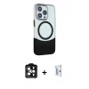 ieg™ iPhone 15 Pro Max Kılıf Çekirdek Asil Özel Seri - Siyah Bilvis 0.18mm Plus Cam Ekran Koruyucu + PVD Metal Kamera Lens - TU