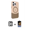 ieg™ iPhone 15 Pro Max Kılıf Çekirdek Asil Özel Seri - Siyah Buffer Hayalet Cam Ekran Koruyucu + PVD Metal Kamera Lens - GS