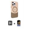 ieg™ iPhone 15 Pro Max Kılıf Çekirdek Asil Özel Seri - Siyah Buffer Hayalet Cam Ekran Koruyucu + PVD Metal Kamera Lens - SH