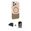 ieg™ iPhone 15 Pro Max Kılıf Çekirdek Asil Özel Seri - Siyah Buffer Hayalet Cam Ekran Koruyucu + Raze Metal Kamera Lens - LT