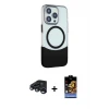 ieg™ iPhone 15 Pro Max Kılıf Çekirdek Asil Özel Seri - Siyah Buffer Hayalet Cam Ekran Koruyucu + Raze Metal Kamera Lens - LT