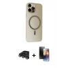 ieg™ iPhone 15 Pro Max Kılıf Çekirdek Modern Prime - Siyah 3D Antistatik Mat Seramik Nano Ekran Koruyucu + Raze Metal Kamera Lens - TMGI