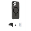 ieg™ iPhone 15 Pro Max Kılıf Çekirdek Modern Prime - Siyah Bilvis 0.18mm Plus Cam Ekran Koruyucu + Raze Metal Kamera Lens - GS