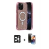 ieg™ iPhone 15 Pro Max Kılıf Eksen Çizgi - Siyah 3D Antistatik Mat Seramik Nano Ekran Koruyucu + PVD Metal Kamera Lens - SH