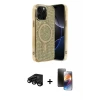 ieg™ iPhone 15 Pro Max Kılıf Eksen Çizgi - Siyah 3D Antistatik Mat Seramik Nano Ekran Koruyucu + Raze Metal Kamera Lens - SH
