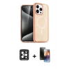 ieg™ iPhone 15 Pro Max Kılıf Eksen Doku Koleksiyonu - Siyah 3D Antistatik Mat Seramik Nano Ekran Koruyucu + PVD Metal Kamera Lens - SH