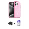 ieg™ iPhone 15 Pro Max Kılıf Eksen Doku Koleksiyonu - Siyah Bilvis 5in1 3D Magic Cam Ekran Koruyucu + Raze Metal Kamera Lens - TMGI