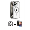 ieg™ iPhone 15 Pro Max Kılıf Eksen Form Koleksiyonu - Siyah 3D Antistatik Mat Seramik Nano Ekran Koruyucu + PVD Metal Kamera Lens - GS