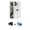 ieg™ iPhone 15 Pro Max Kılıf Eksen Form Koleksiyonu - Siyah 3D Antistatik Seramik Nano Ekran Koruyucu + Raze Metal Kamera Lens - LT