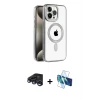 ieg™ iPhone 15 Pro Max Kılıf Eksen Form Koleksiyonu - Siyah 3D Antistatik Seramik Nano Ekran Koruyucu + Raze Metal Kamera Lens - LT