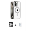 ieg™ iPhone 15 Pro Max Kılıf Eksen Form Koleksiyonu - Siyah Bilvis 0.18mm Plus Cam Ekran Koruyucu + PVD Metal Kamera Lens - GS
