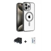 ieg™ iPhone 15 Pro Max Kılıf Eksen Form Koleksiyonu - Siyah Bilvis 0.18mm Plus Cam Ekran Koruyucu + Raze Metal Kamera Lens - LT