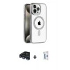 ieg™ iPhone 15 Pro Max Kılıf Eksen Form Koleksiyonu - Siyah Bilvis 0.18mm Plus Cam Ekran Koruyucu + Raze Metal Kamera Lens - LT