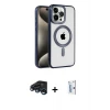 ieg™ iPhone 15 Pro Max Kılıf Eksen Form Koleksiyonu - Siyah Bilvis 0.18mm Plus Cam Ekran Koruyucu + Raze Metal Kamera Lens - LT