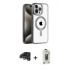 ieg™ iPhone 15 Pro Max Kılıf Eksen Form Koleksiyonu - Siyah Bilvis Hayalet Cam Ekran Koruyucu + Raze Metal Kamera Lens - GS