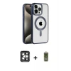 ieg™ iPhone 15 Pro Max Kılıf Eksen Form Koleksiyonu - Siyah Joko Magic 5D Hayalet Cam + PVD Metal Kamera Lens - GI