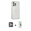 ieg™ iPhone 15 Pro Max Kılıf Eksen Form Serisi - Şeffaf Pasifik Cam Ekran Koruyucu + PVD Metal Kamera Lens - GI