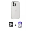 ieg™ iPhone 15 Pro Max Kılıf Eksen Form Serisi - Siyah Bilvis 5in1 3D Magic Cam Ekran Koruyucu + PVD Metal Kamera Lens - LT