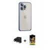 ieg™ iPhone 15 Pro Max Kılıf Eksen Form Serisi - Siyah Buffer Cam Ekran Koruyucu + Raze Metal Kamera Lens - SH