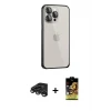 ieg™ iPhone 15 Pro Max Kılıf Eksen Form Serisi - Siyah Buffer Cam Ekran Koruyucu + Raze Metal Kamera Lens - TMGI