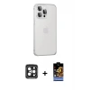 ieg™ iPhone 15 Pro Max Kılıf Eksen Form Serisi - Siyah Buffer Hayalet Cam Ekran Koruyucu + PVD Metal Kamera Lens - SH