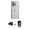 ieg™ iPhone 15 Pro Max Kılıf Eksen Form Serisi - Siyah Buffer Hayalet Cam Ekran Koruyucu + Raze Metal Kamera Lens - LT