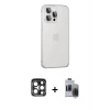 ieg™ iPhone 15 Pro Max Kılıf Eksen Form Serisi - Siyah Vanessa Magic Hayalet Cam + PVD Metal Kamera Lens - LT