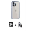 ieg™ iPhone 15 Pro Max Kılıf Eksen Form Serisi - Siyah Vanessa Magic Hayalet Cam + PVD Metal Kamera Lens - LT