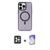 ieg™ iPhone 15 Pro Max Kılıf Eksen Işık Prime - Siyah Bilvis 5in1 3D Magic Cam Ekran Koruyucu + PVD Metal Kamera Lens - SH