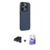 ieg™ iPhone 15 Pro Max Kılıf Eksen Işık Prime - Siyah Bilvis 5in1 5D Magic Hayalet Cam Ekran Koruyucu + Raze Metal Kamera Lens - GS