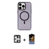 ieg™ iPhone 15 Pro Max Kılıf Eksen Işık Prime - Siyah Buffer Hayalet Cam Ekran Koruyucu + PVD Metal Kamera Lens - GS