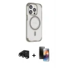 ieg™ iPhone 15 Pro Max Kılıf Eksen Klasik Koleksiyonu - Siyah 3D Antistatik Mat Seramik Nano Ekran Koruyucu + Raze Metal Kamera Lens - SH